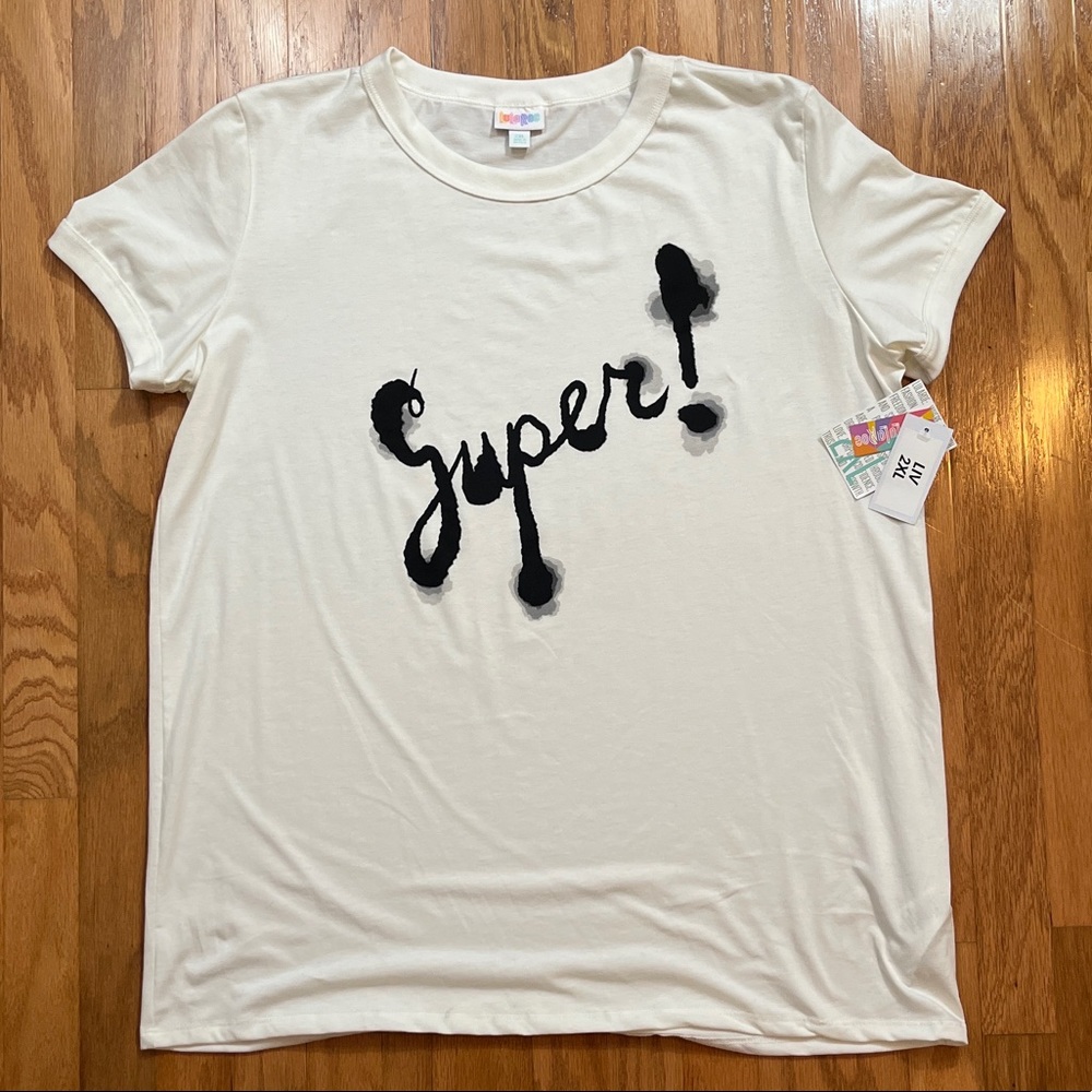 Lularoe 2XL LIV White/ Black "Super" Short Sleeve Shirt
